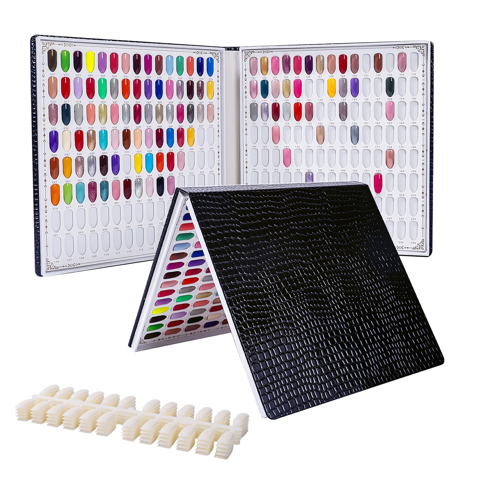 Nmkl 120 Nail Color Chart Display Book For Nail Polish Uv Gel Color Cards Nail Salon Tool With False Nail Tips (Black)